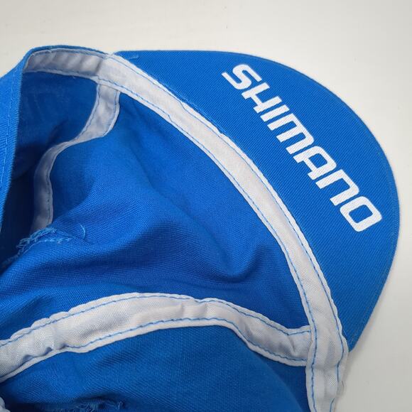 Shimano Stretch Fitted Hat Blue One Size Solid Spell Out Short Brim - Picture 8 of 8